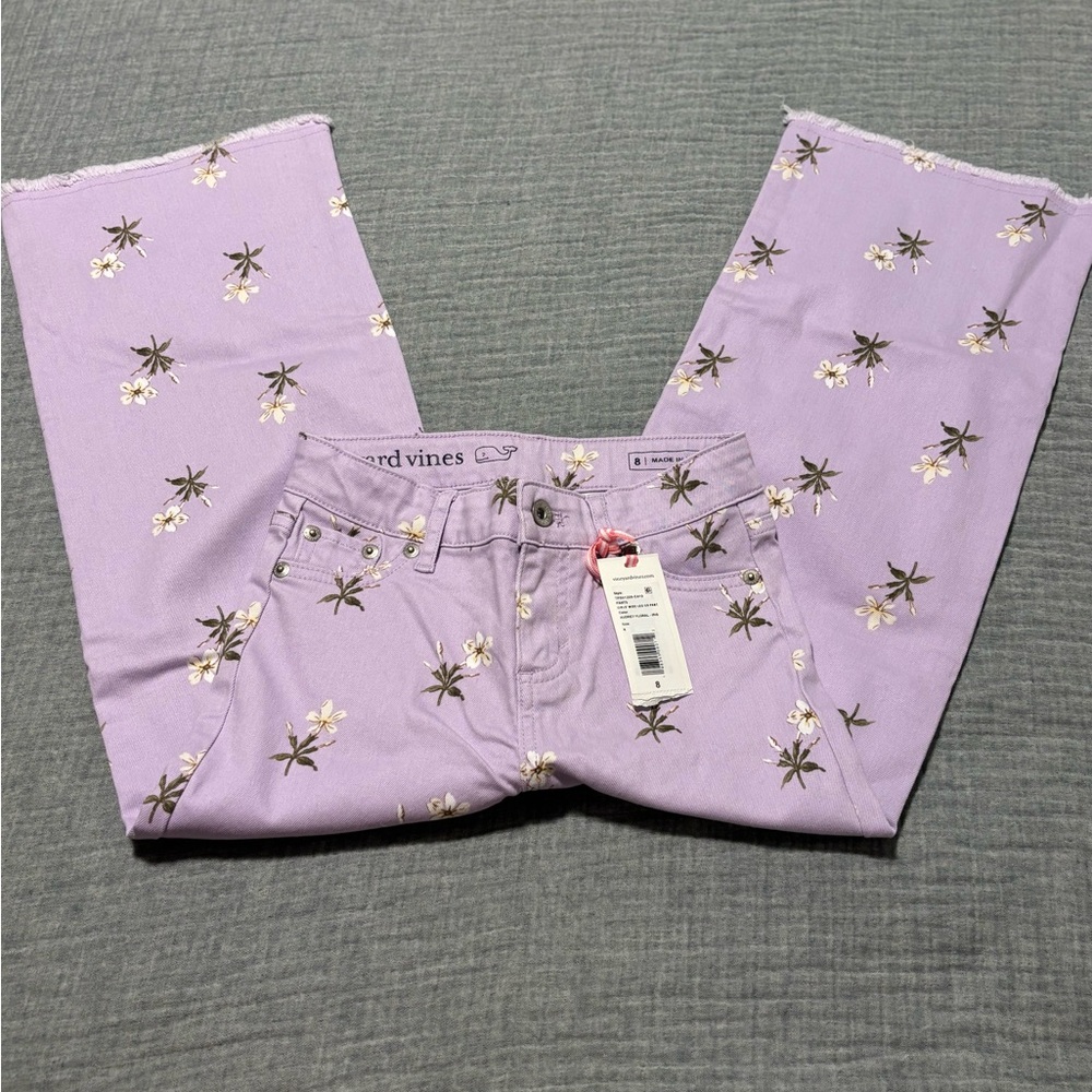 Girls NWT Vineyard Vines Purple Flower Wide Leg Pants - Size 8